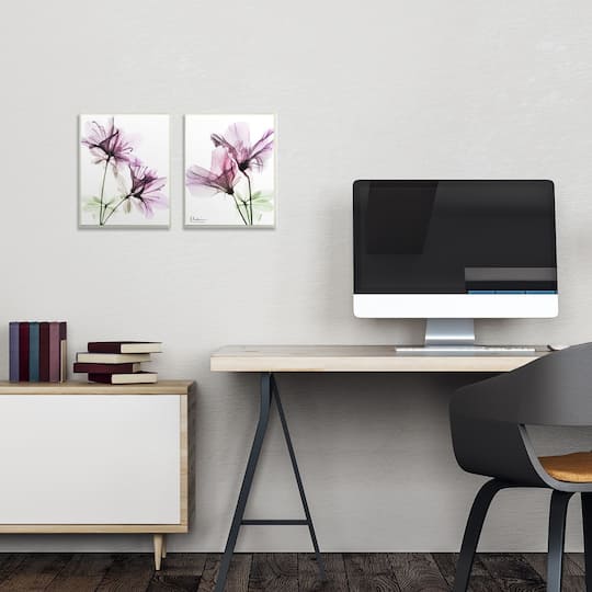 Stupell Industries Purple Flower Bloom Framed Wall Art Set